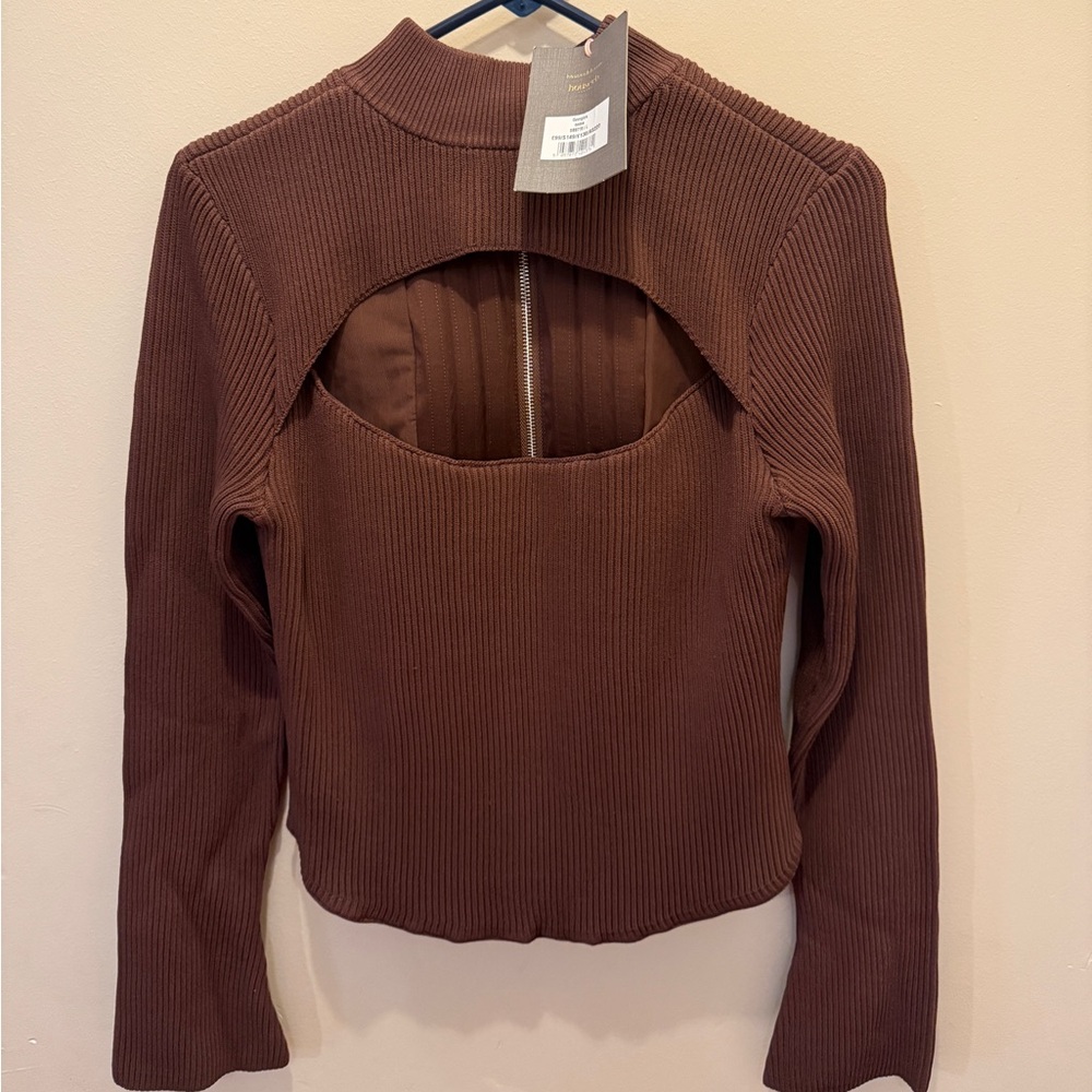 House of CB Brown Ribbed Cutout Top - Picture 4 of 6